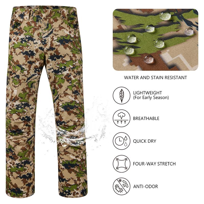 BASSDASH Men’s Lightweight Hunting Pants 4-Way Stretch Breathable Water Resistant for Turkey Early Season Spring Summer