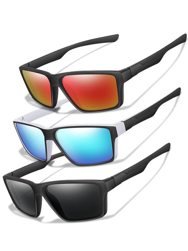 Unisex's Square Frame Sports Sunglasses, Cycling Sunglasses for Men & Women, Outdoor Sports Eyewear for Cycling, Running, Fishing, Driving