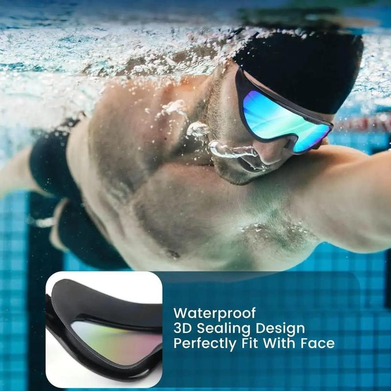 Swimming Goggles, 2 Pairs Anti-fog & Uv Protection Diving Googles, Wide Field Of View Clear Vision Swimming Goggles for Adults & Teenagers