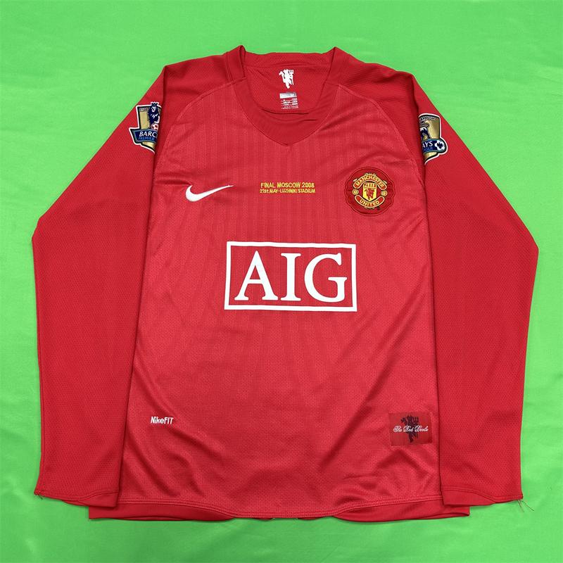 Nike 07-08 Champions League Manchester United Retro Long Sleeve NO.7 Cristiano Ronaldo Soccer Jersey