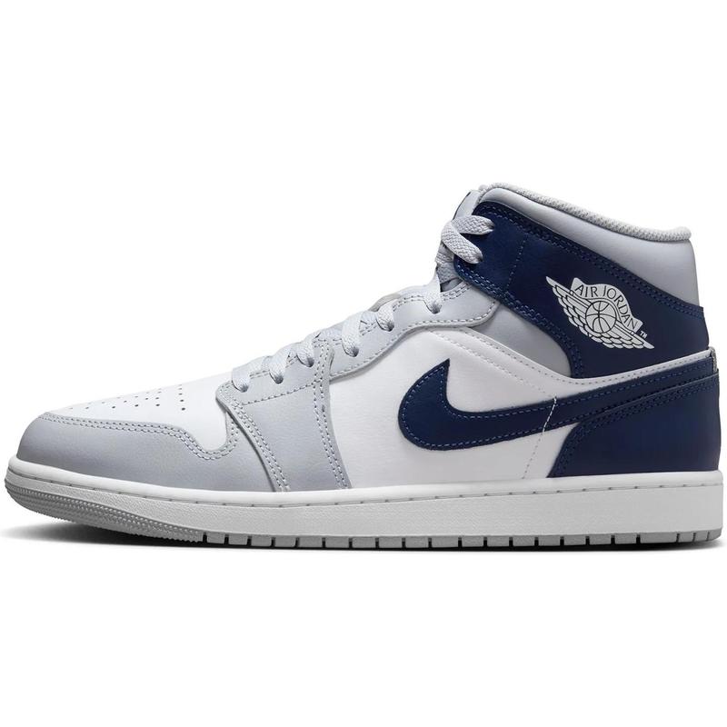 Men's Jordan 1 Mid White Midnight Navy-Wolf Grey (DQ8426 104)