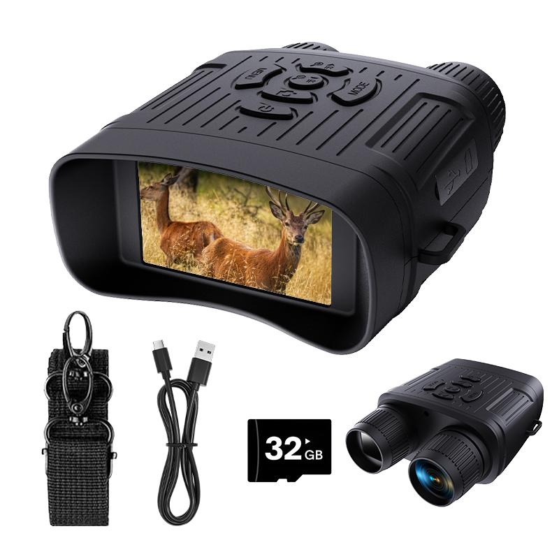 Night vision binoculars -3.0TFT screen, 10x digital zoom, strong infrared spotlight, 9-level adjustment, all black observation, rechargeable, 32GB card, suitable for hunting and camping, ideal Valentine's Day Halloween Christmas New Year gift