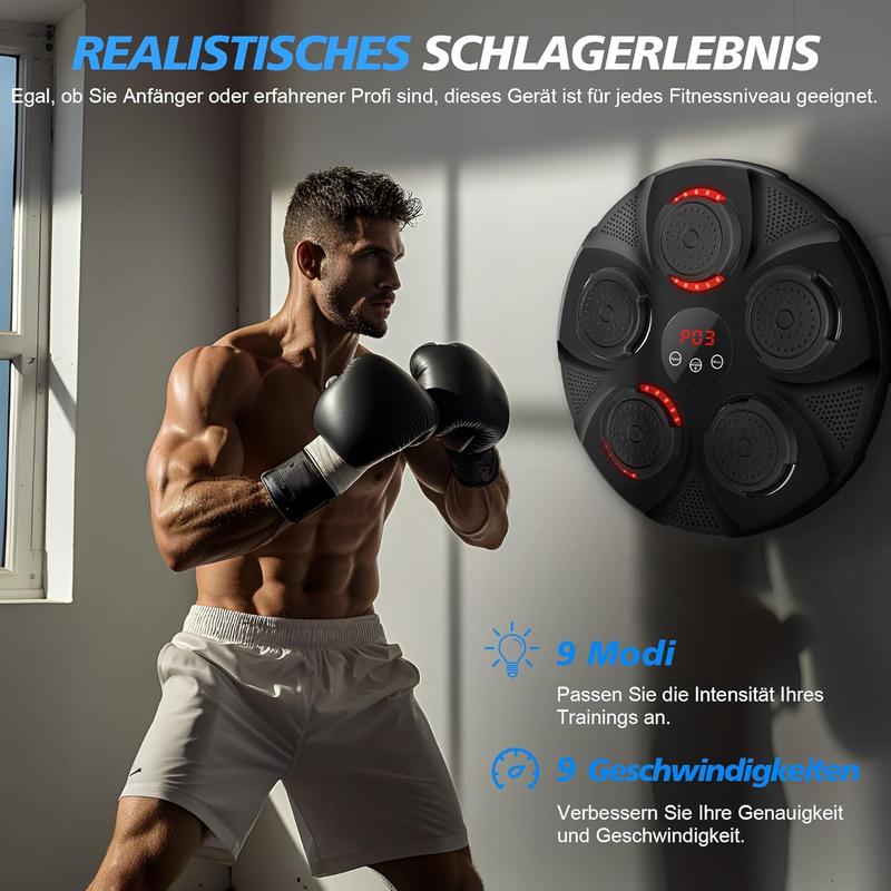 Music Boxing Machine, Wall Mounted Music with Boxing Gloves, Rechargeable Boxing Training Equipment, Smart Bluetooth Machine for Home, Indoor and Gym