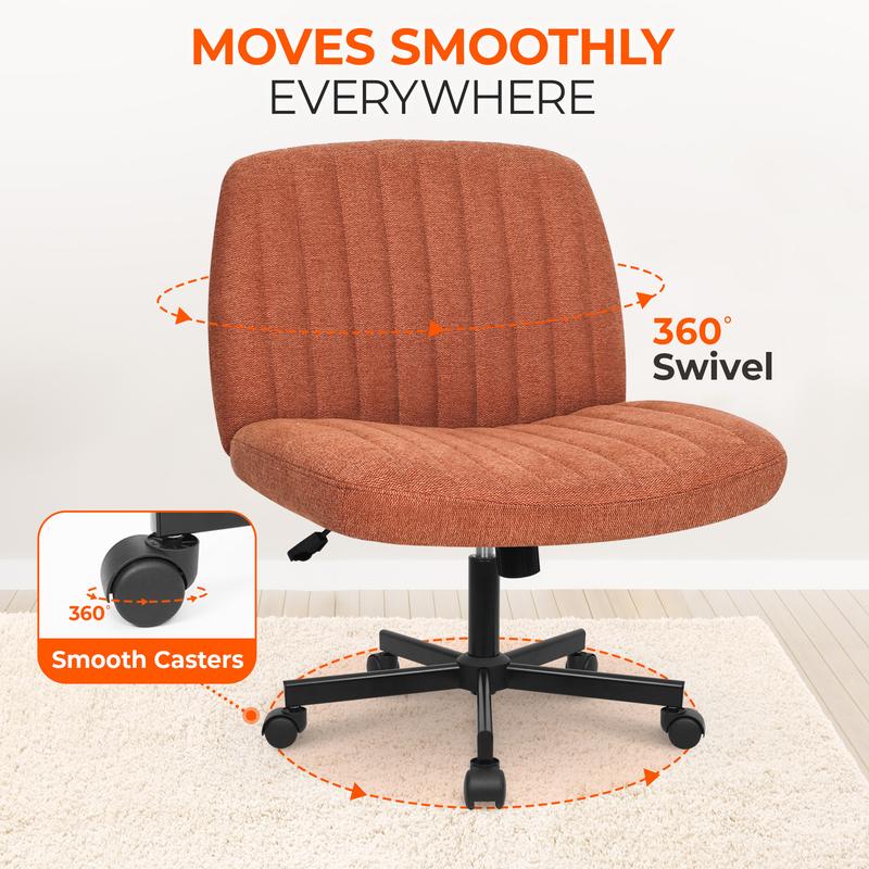 Cross-legged chair, with its wide seat filled with high-density sponge, orange