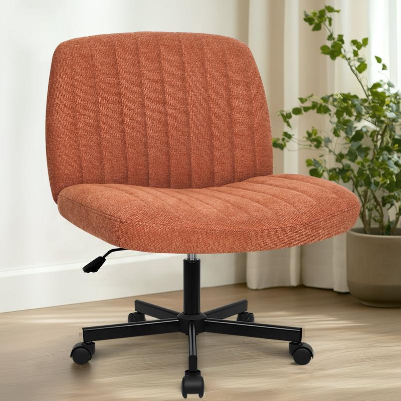 Cross-legged chair, with its wide seat filled with high-density sponge, orange