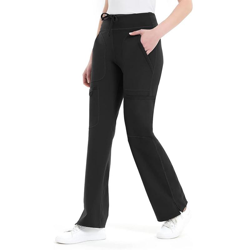 Yoga Scrub Pants Women Mid Rise Yoga Work Pants- Five Pocket Cargo Scrub Pant