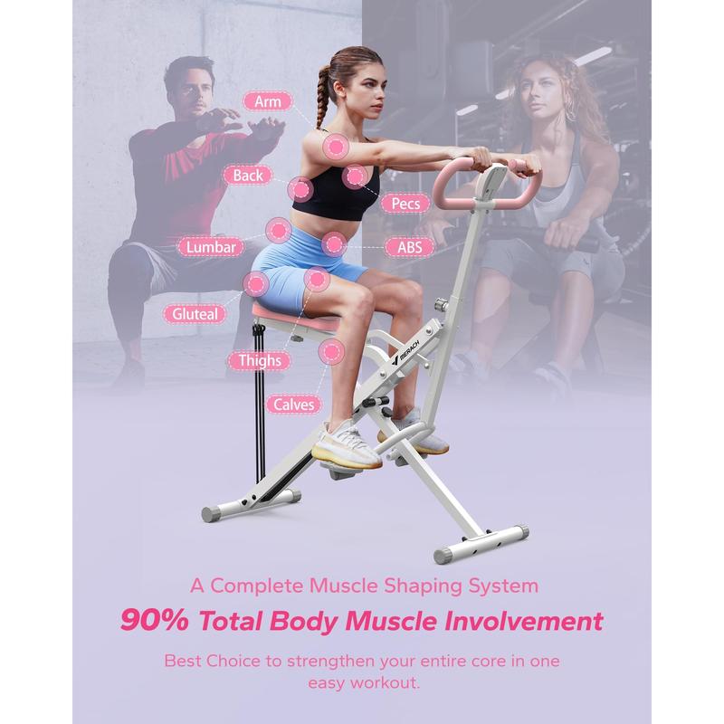 Squat Assist Trainer Foldable Squat Rider Machine for Glutes and Quads with 3 Tension Bands