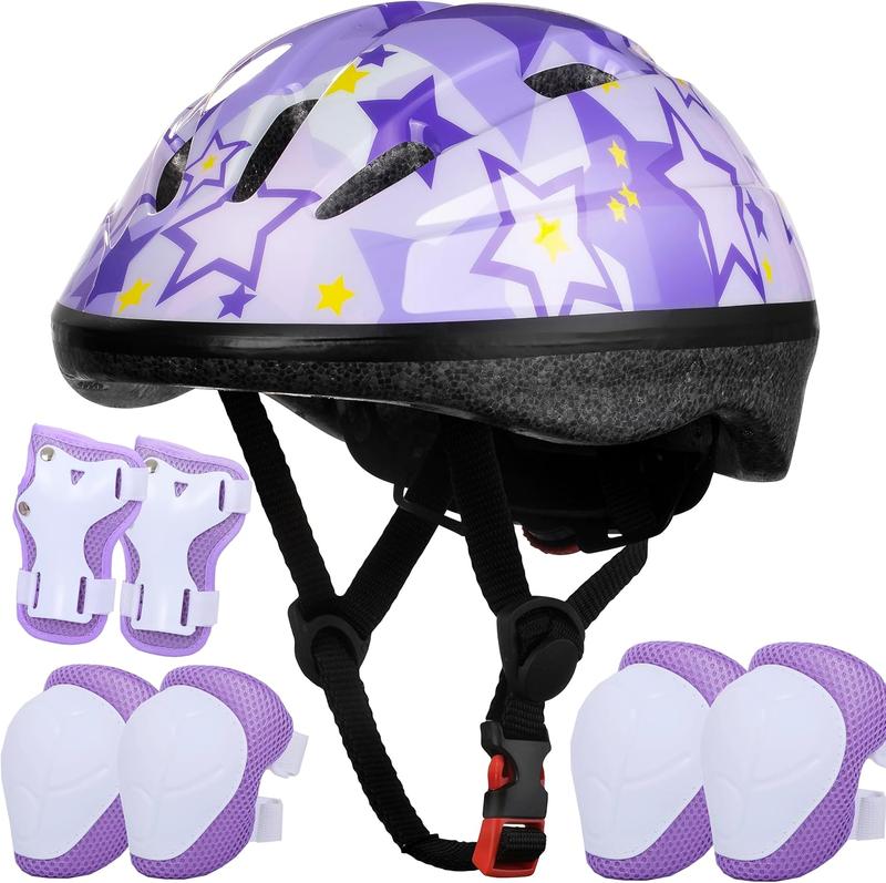 Kids Helmet Adjustable for Kids Ages 3-8 Years Old Boys Girls, Toddler Helmet with Protective Sports Gear Set Knee Elbow Pads Wrist Guards for Cycling Skateboard Scooter