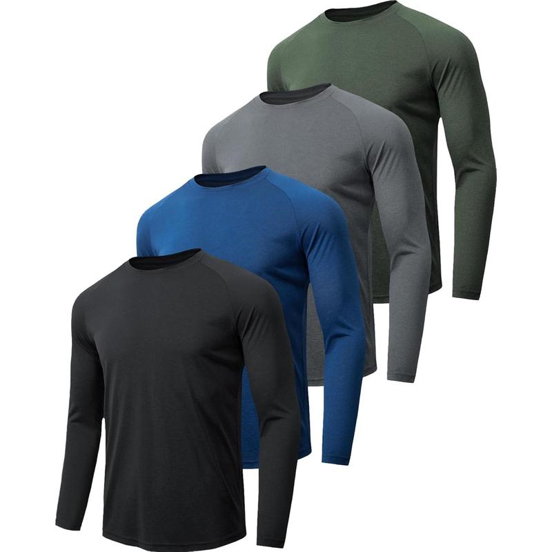 4-7 Pack Long Sleeve Shirts for Men Quick Dry Moisture Wicking Mens Long Sleeve Tee Shirts Workout T Shirts