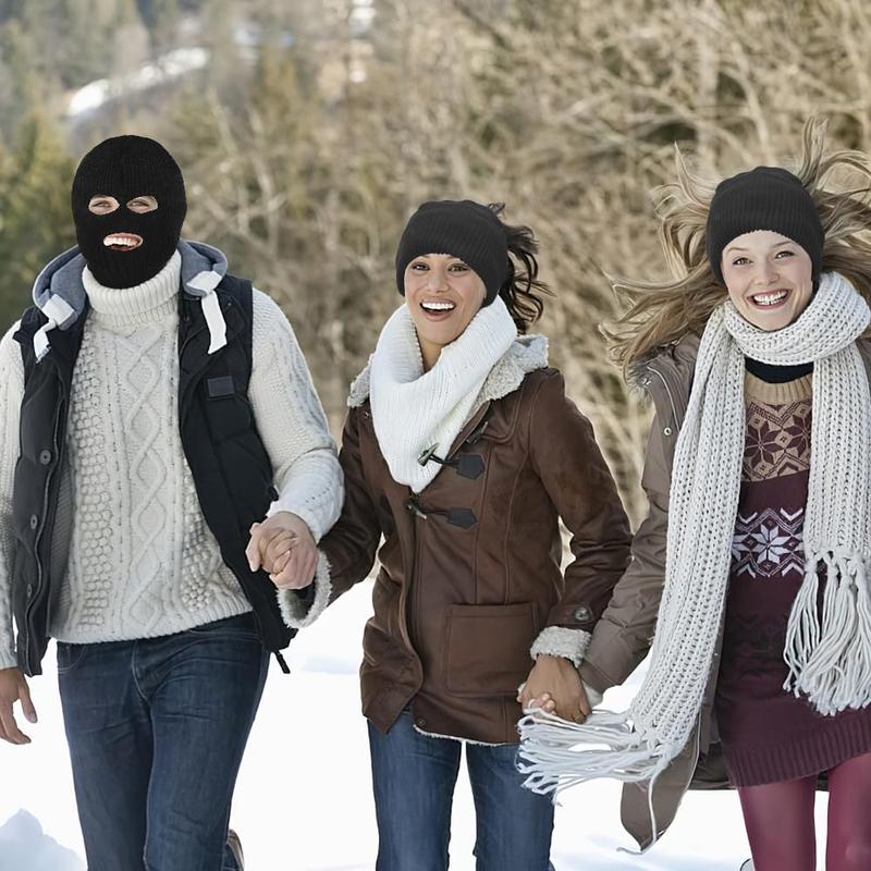 3 Hole Winter Knitted Mask, Full Face Cover Ski Scarf Mask Warm Balaclava for Adult Skiing, Motorcycle,Wind Protection