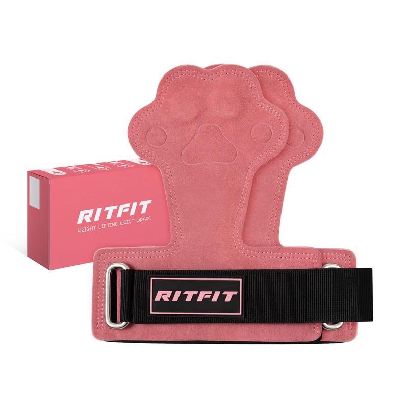 RitFit Weight Lifting Wrist Straps with Double Layer Leather Material, Enhanced Grips for Deadlift and Powerlifting for Women Heavy Duty