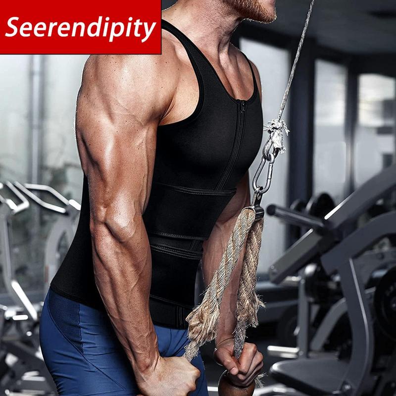 Men Neoprene Sauna Zipper Waist Trainer Corset Vest Belly Trimmer Compression Body Shaper Shirts Belt Faja Shapewear