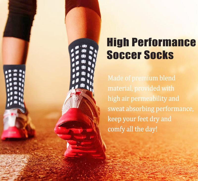 5 Pack Men's Soccer Socks Anti Slip Non-Slip Grip Pads for Football Basketball Sports Grip Soccer Socks