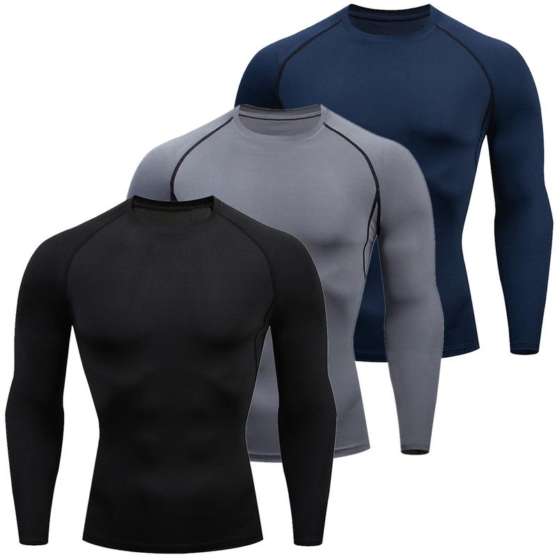 Men's Compression Shirts Long Sleeve Workout Gym T-Shirt Running Tops Cool Dry Tight T-Shirt Baselayer Gym Undershirts