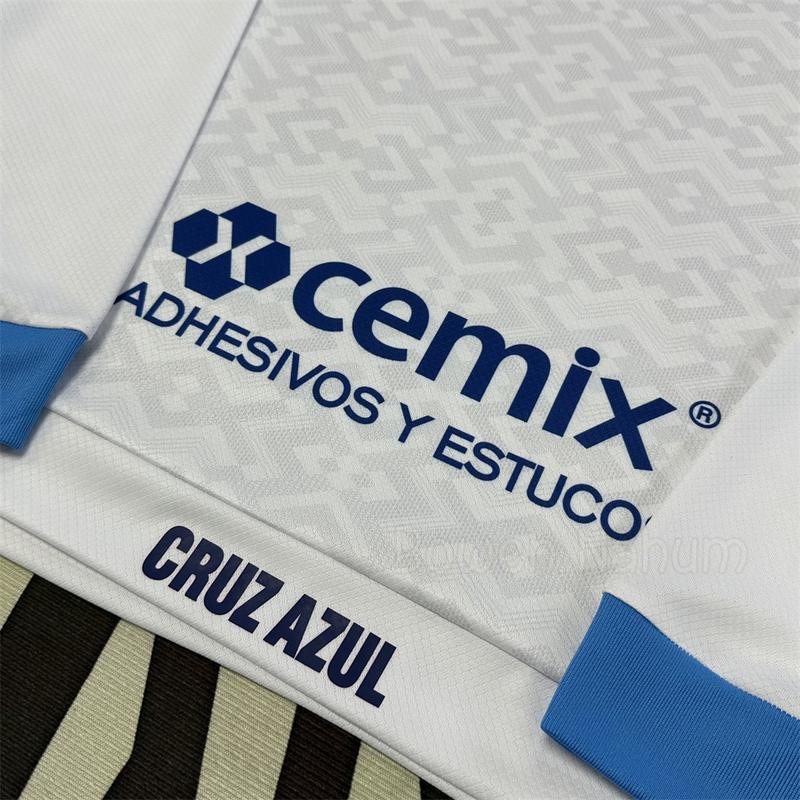 2425  Cruz azul White Away long sleeved Top Retro Soccer Jerseys Quick Dry Fans Edition LIGA MX