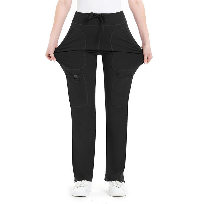 Yoga Scrub Pants Women Mid Rise Yoga Work Pants- Five Pocket Cargo Scrub Pant