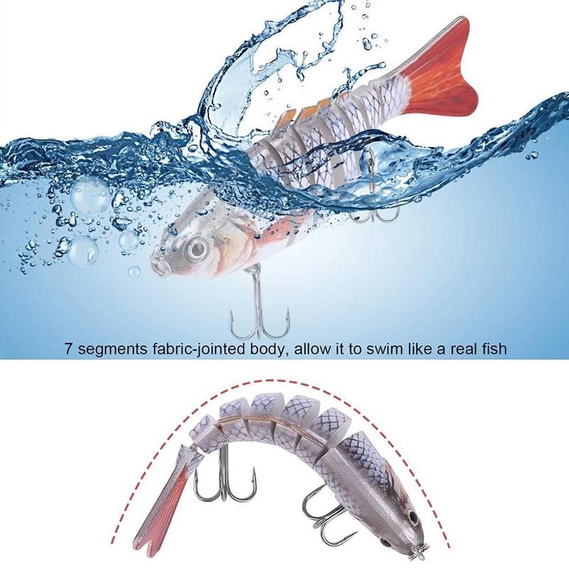 Artificial Fishing Lure, 1 5 Counts Multi Jointed Swimbait with Hook, Rotating Lifelike Fishing Bait, Fishing Accessories for Freshwater & Saltwater