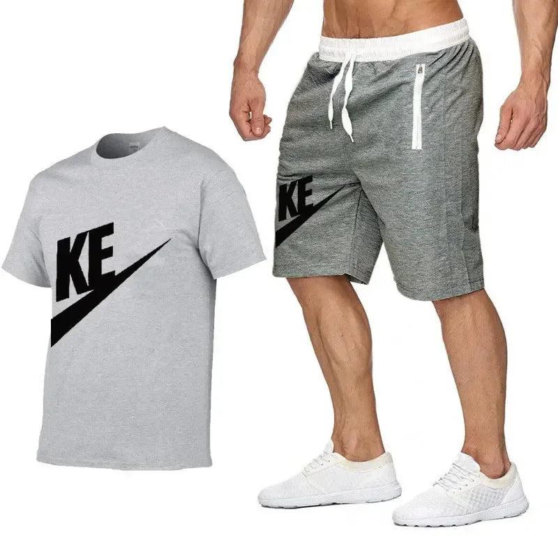 Summer Sets Men's T-shirt + Shorts Suit Brand Short Sleeve Set Printed Cotton Tshirts Jogging Sweatpants Male Sportswear 2024