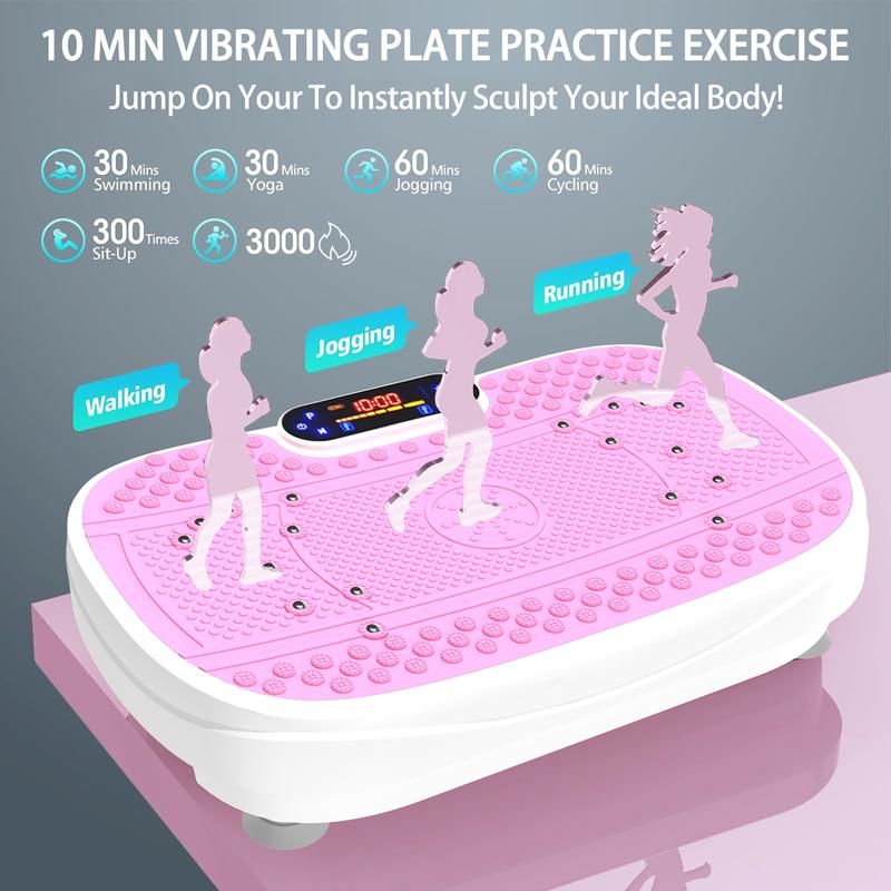 Vibration Plate Exercise Machine,Lymphatic Drainage, Whole Body Workout Vibration Fitness Platform for Home Fitness + Remote + Loop Resistance Bands,Max 300LBS