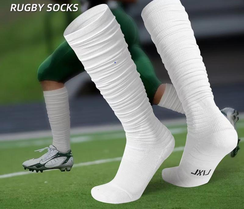 Scrunch Football Socks 1 Pack 2 Packs，xtra Long Padded Sport Socks for Men & Boys，Combed With Ankle Support Padded Knee High Socks Youth Adult