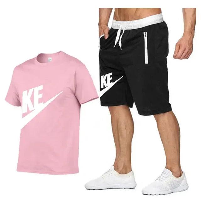 Summer Sets Men's T-shirt + Shorts Suit Brand Short Sleeve Set Printed Cotton Tshirts Jogging Sweatpants Male Sportswear 2024