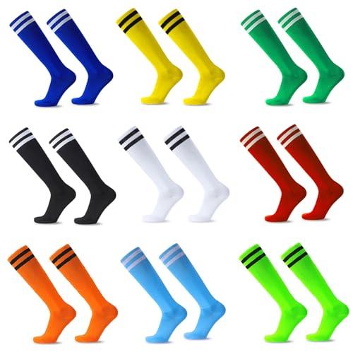 Soccer Socks Solid Striped Knee High Tube Football Sports Socks