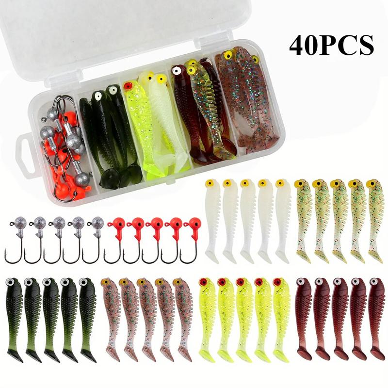 40pcs lot Soft Lure Kit Soft Fishing Lure 5cm 1.97in 0.12oz Jig Head Hook with Fishing Tackle Box Pesca