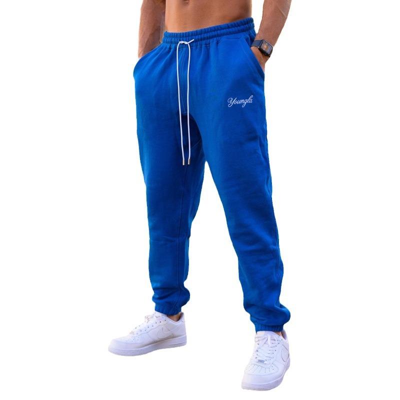 YOUNGLA men's sweatpants autumn and winter new gym sports fitness running cotton embroidered sweatpants