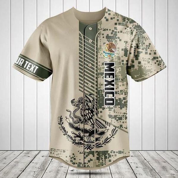 Multi Designs Customize Mexico 3d Camo Coat Of Arms Baseball Jersey Shirt