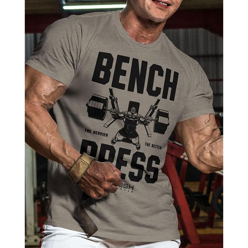 025. Bench Press Funny Motivational Workout Gym T-Shirt for Men