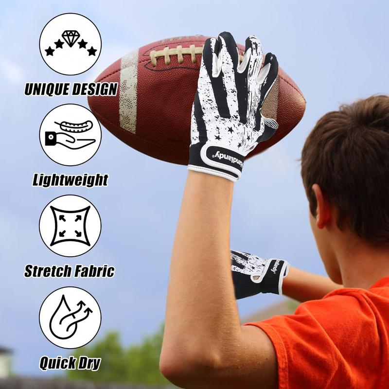 Youth Flag Football Gloves, Football Receiver Gloves Boys Girls, Sticky Grip  Football Gloves