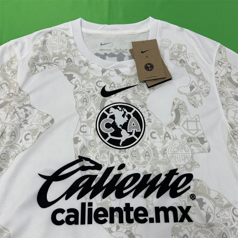 NIKE 2425 Club America White Home Away Second Away Training Jersey Short Sleeve Top Soccer Jerseys Quick Dry LIGAMX