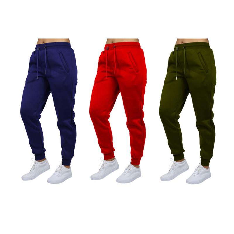 Women's 3pcs Loose Fit Fleece-Lined Classic Joggers Size S-2XL