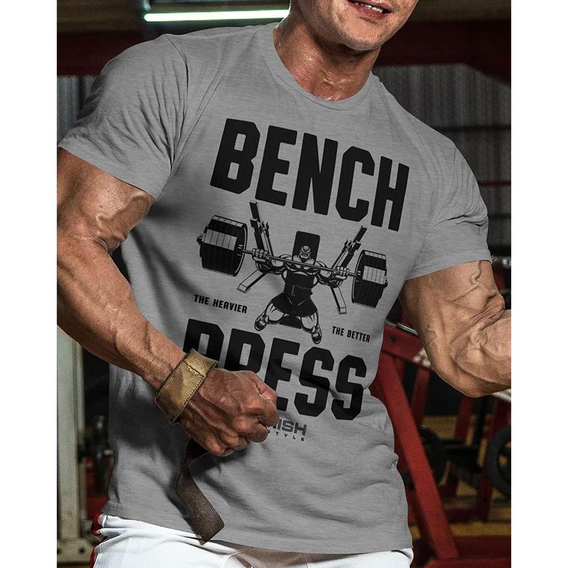 025. Bench Press Funny Motivational Workout Gym T-Shirt for Men