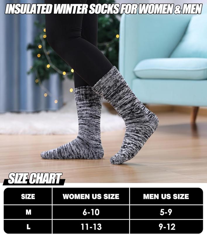 3 Pairs Thermal Boot Socks for Women Men Ski Thick Winter Warm Insulated Heated Socks for Extreme Cold Weather