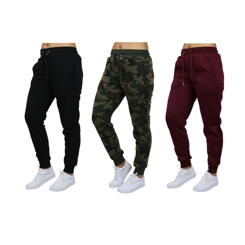 Women's 3pcs Loose Fit Fleece-Lined Classic Joggers Size S-2XL