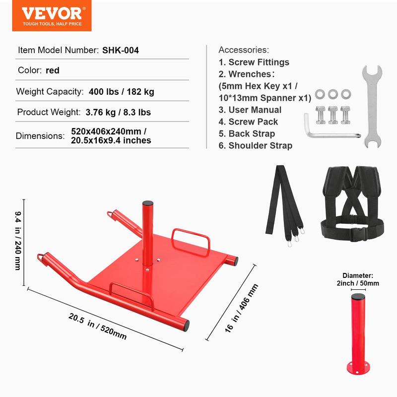 VEVOR Weight Training Pull Sled, Fitness Strength Speed Training Sled, Steel Power Sled Workout Equipment for Athletic Exercise and Speed Improvement, Suitable for 2