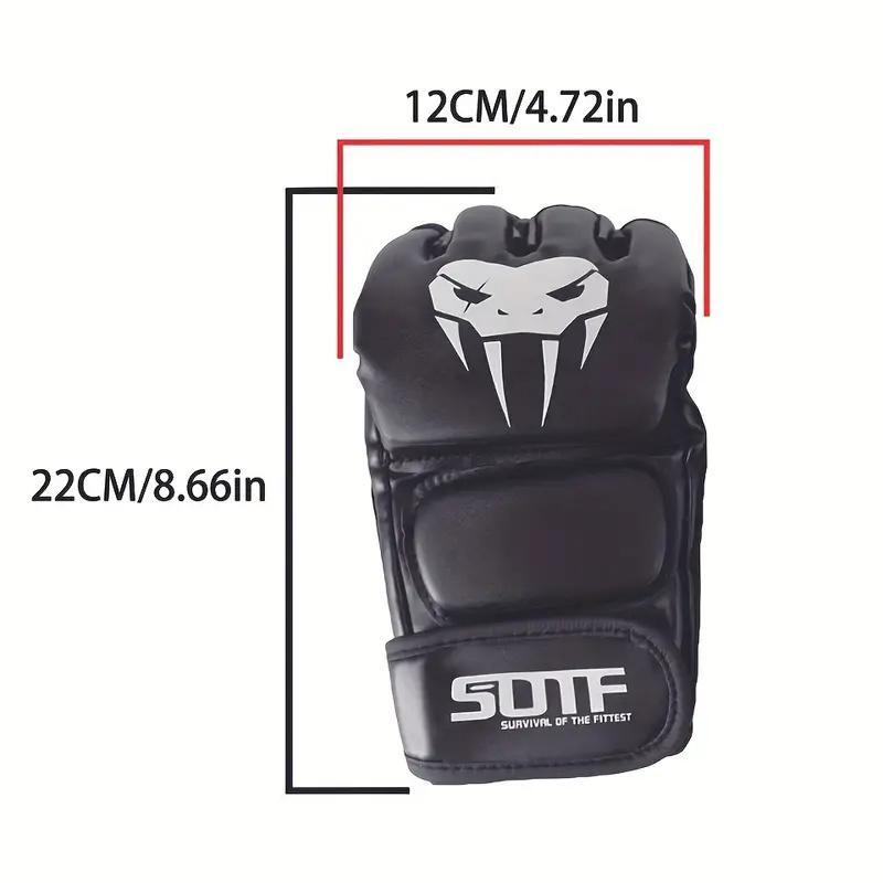 1 Pair Half Finger Boxing Gloves, Protective Training Gloves for Sanda Boxing, Sports Accessories, Gym Accessories