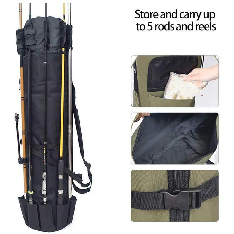 Fishing Rod Bag, 1 Count Portable Fishing Rod Storage Bag, Waterproof Fishing Gear Storage Bag, Travel Fishing Pole Carrier Bag, Fishing Accessories Organizer