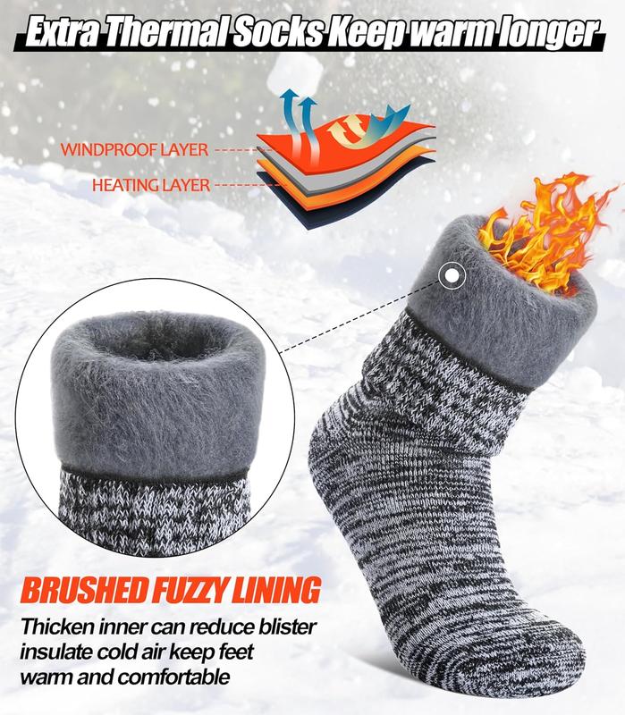 3 Pairs Thermal Boot Socks for Women Men Ski Thick Winter Warm Insulated Heated Socks for Extreme Cold Weather