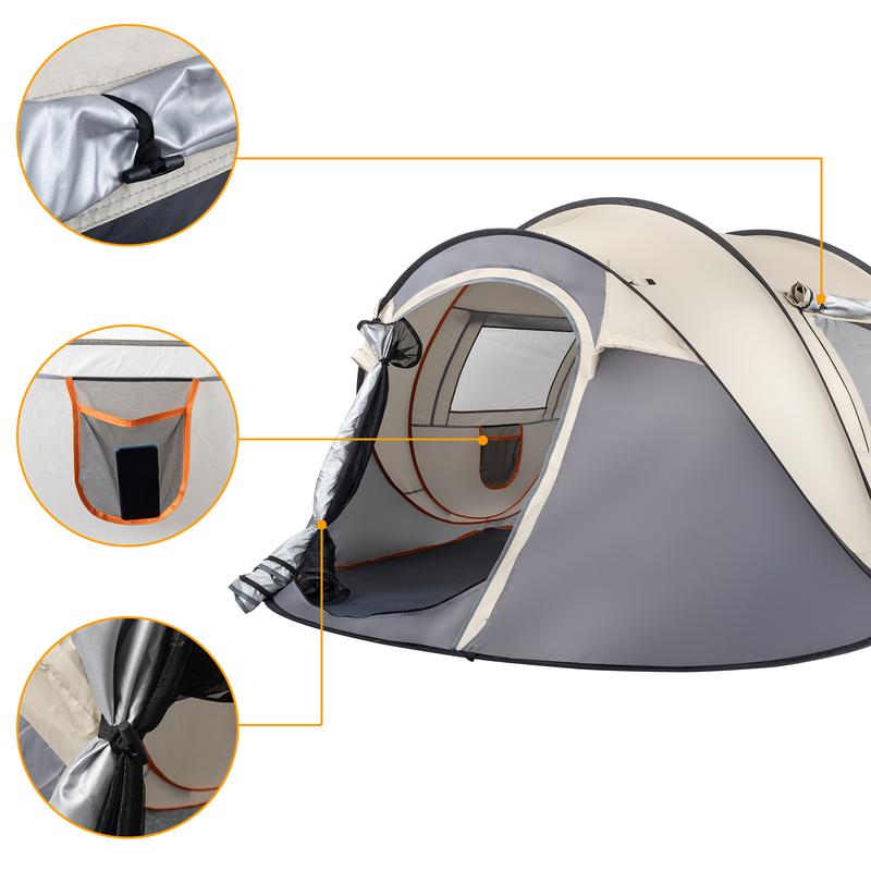 Camping Tent, 4 Person Pop Up,Easy Setup For Camping Hiking Fishing Beach Outdoor,Etc