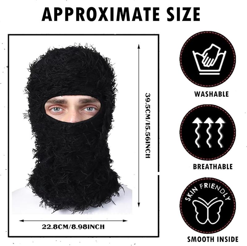 Distressed Balaclava Knitted Full Face Ski Mask Winter Windproof Neck Warmer for Men Women Distress Mask Beanie