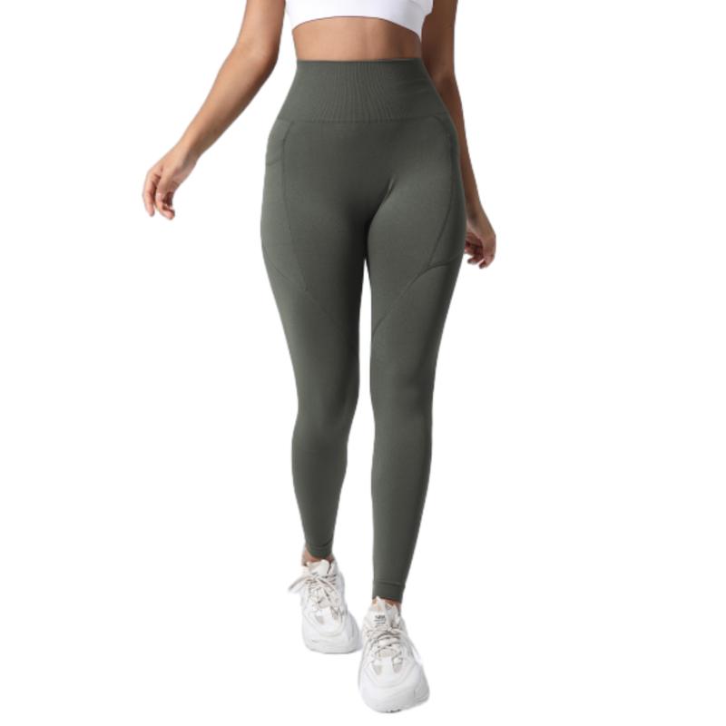 Solid Color Quick Drying High Waist Sports Legging With Pocket,Fitness Running Workout Yoga Tight Pants,Women's Activewear