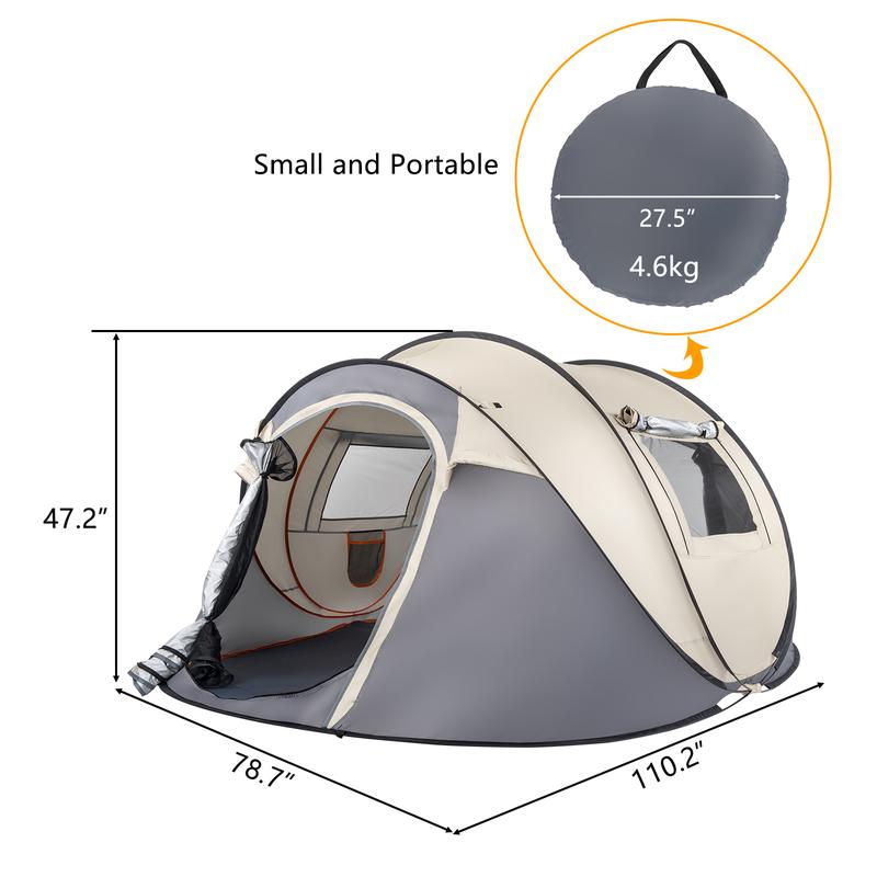 Camping Tent, 4 Person Pop Up,Easy Setup For Camping Hiking Fishing Beach Outdoor,Etc