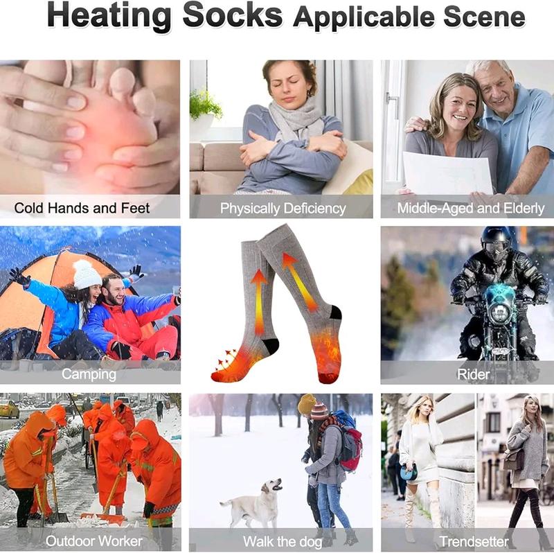 Electric Heated Socks with 8000mAh Battery and 3 Heating Settings for Men and Women, Rechargeable Thermal Socks for Sports and Outdoor Activities