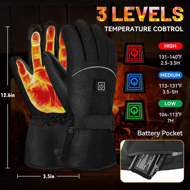 Heated Gloves for Men Women, 2024 Latest Rechargeable 7.6V 3000mAh Electric Battery Heated Gloves, Warm Touchscreen Gloves for Skiing Hiking Snowboarding Motorcycle