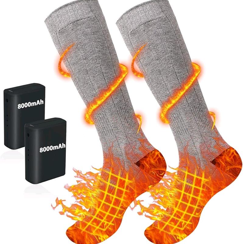 Electric Heated Socks with 8000mAh Battery and 3 Heating Settings for Men and Women, Rechargeable Thermal Socks for Sports and Outdoor Activities