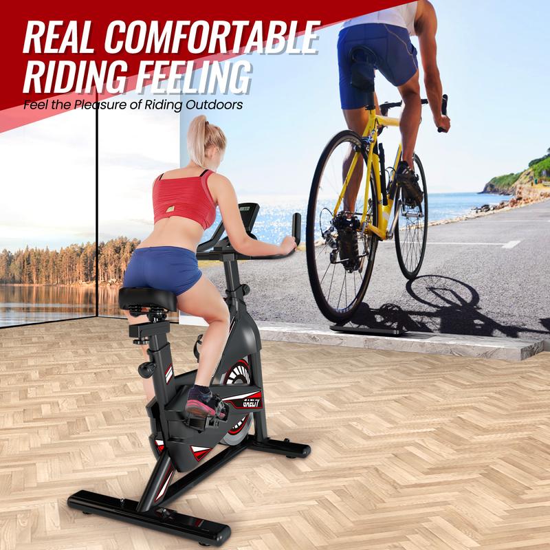 Exercise Bike-Indoor Stationary Bike for Home Gym,Workout Bike with Belt Drive,Cycling Bike with Digital Display & Comfortable Seat Cushion