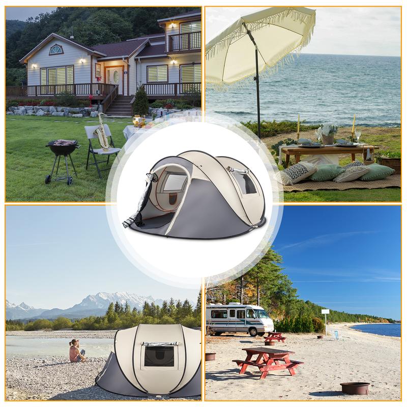 Camping Tent, 4 Person Pop Up,Easy Setup For Camping Hiking Fishing Beach Outdoor,Etc