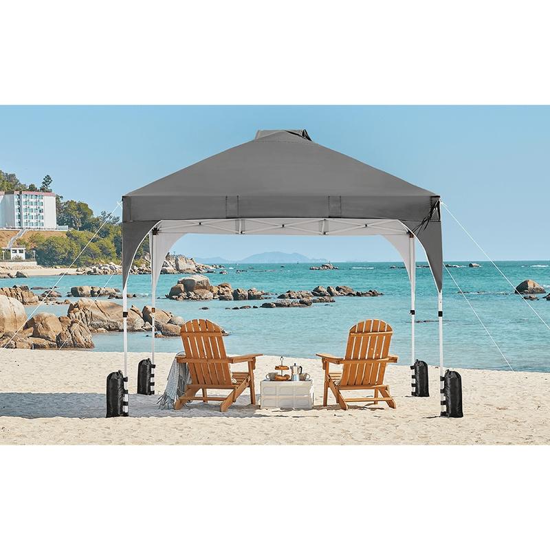 Costoffs 10x10 FT Pop Up Canopy Tent, Portable Instant Heavy-Duty Canopy, UPF 50+ Water-resistant Adjustable Canopy with Roller Bag & Sandbags & Guy Lines & Ground Stakes